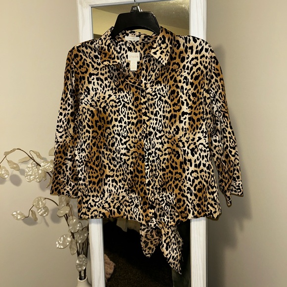 Chico's Tops - 💜NWT Chico's Leopard Print Button Down top - size 0